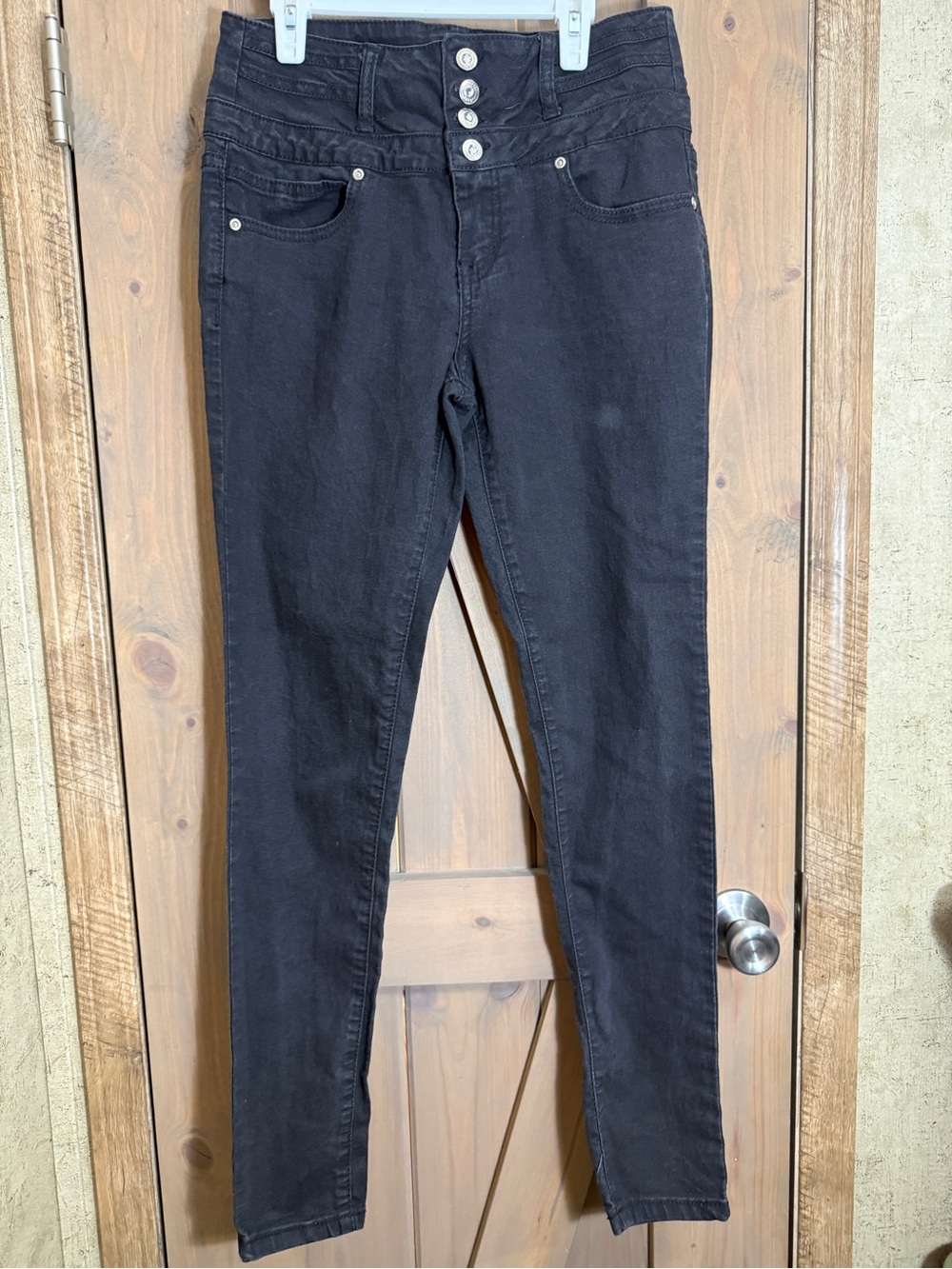 Amethyst Jeans Black High-Rise Skinny Jeans with Button Fly